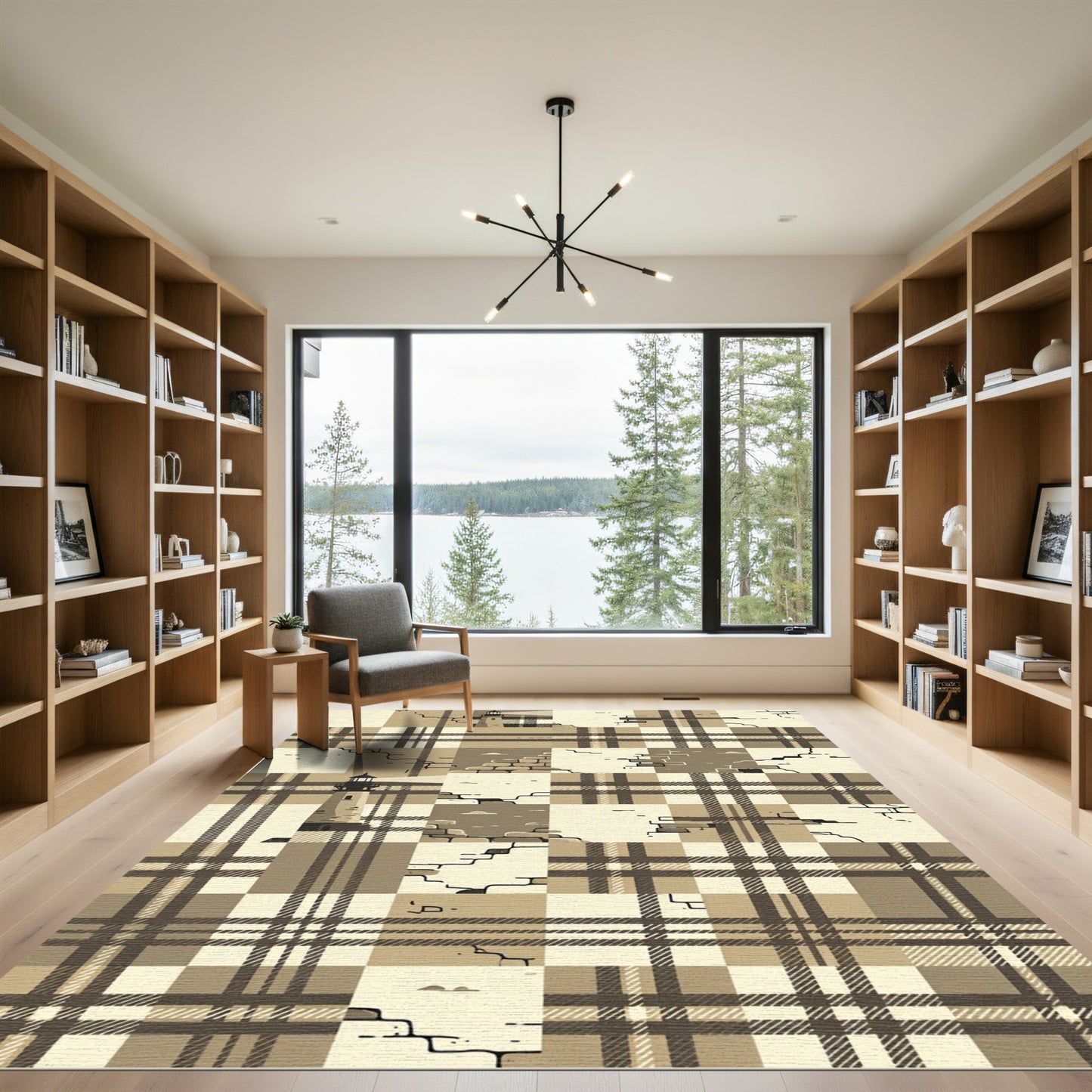 Beach Cottage Lighthouse Plaid Rug