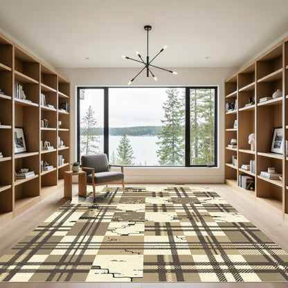 Beach Cottage Lighthouse Plaid Rug
