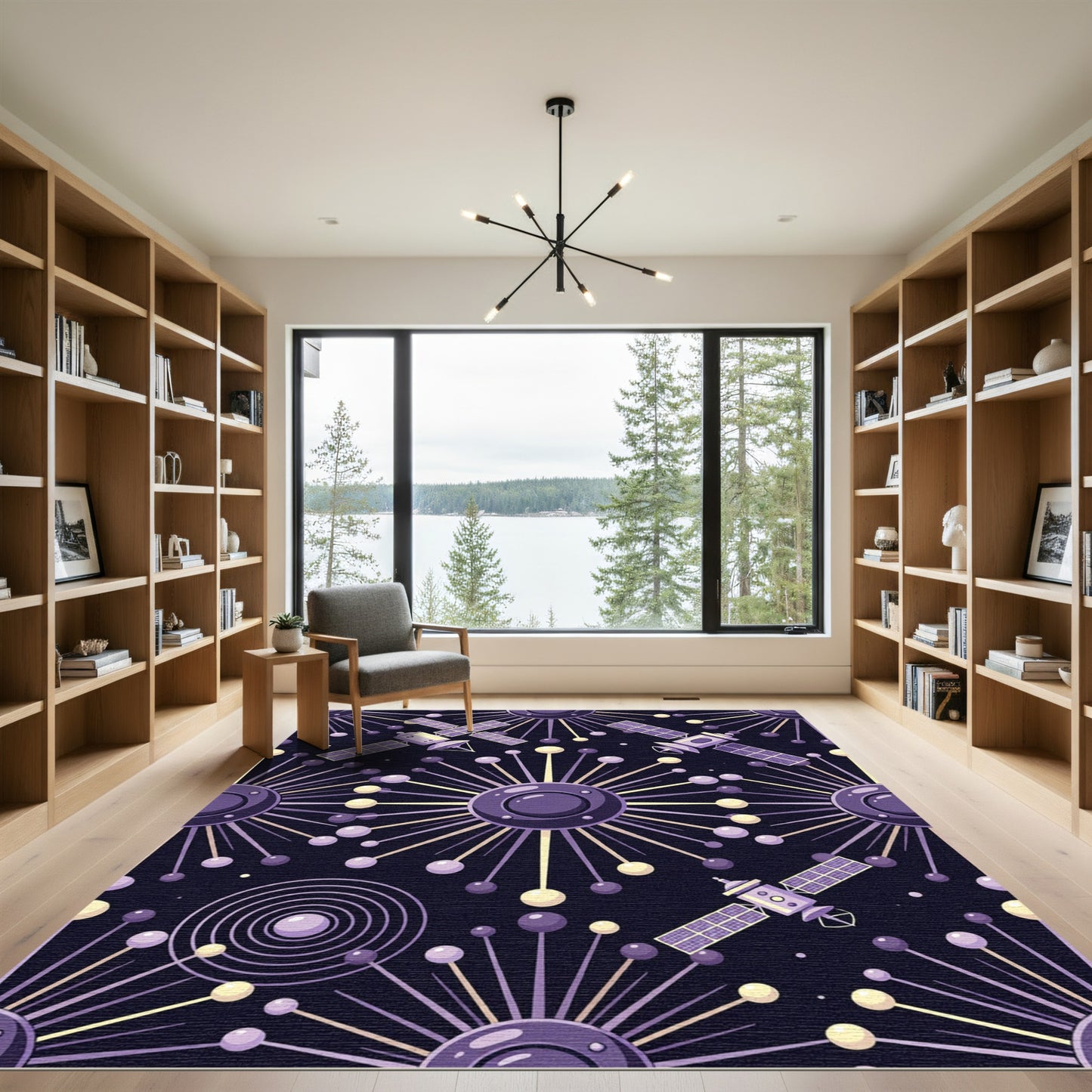 Cosmic Purple Satellites Starburst Rug