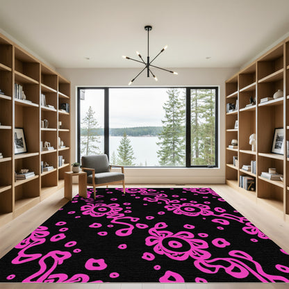 Hot Pink Abstract Floral Dots Rug