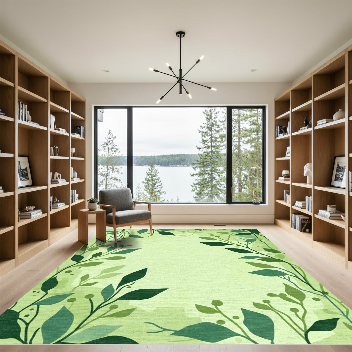Verdant Lush Leafy Vine Border Rug