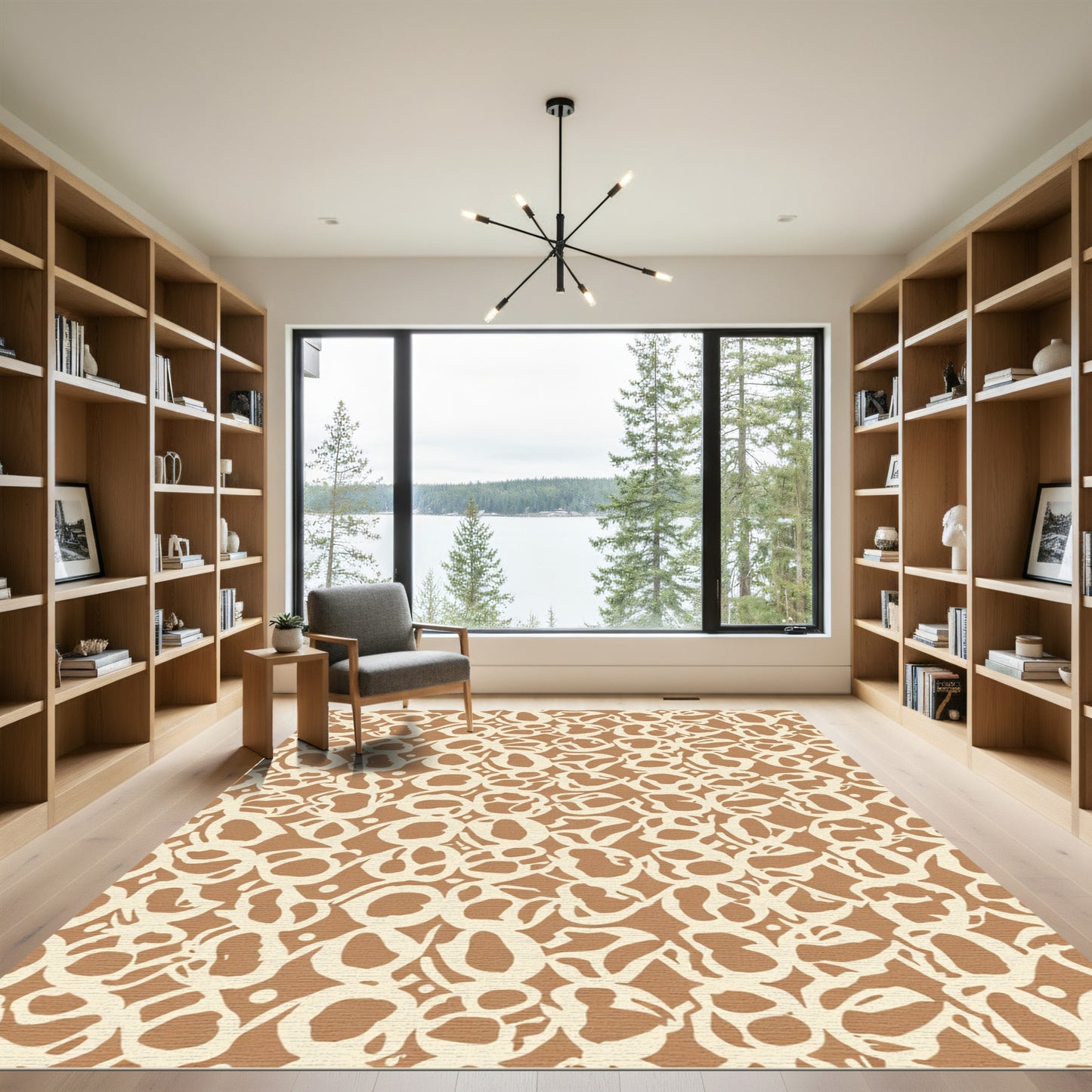 Caramel Cream Abstract Bloom Organic Rug