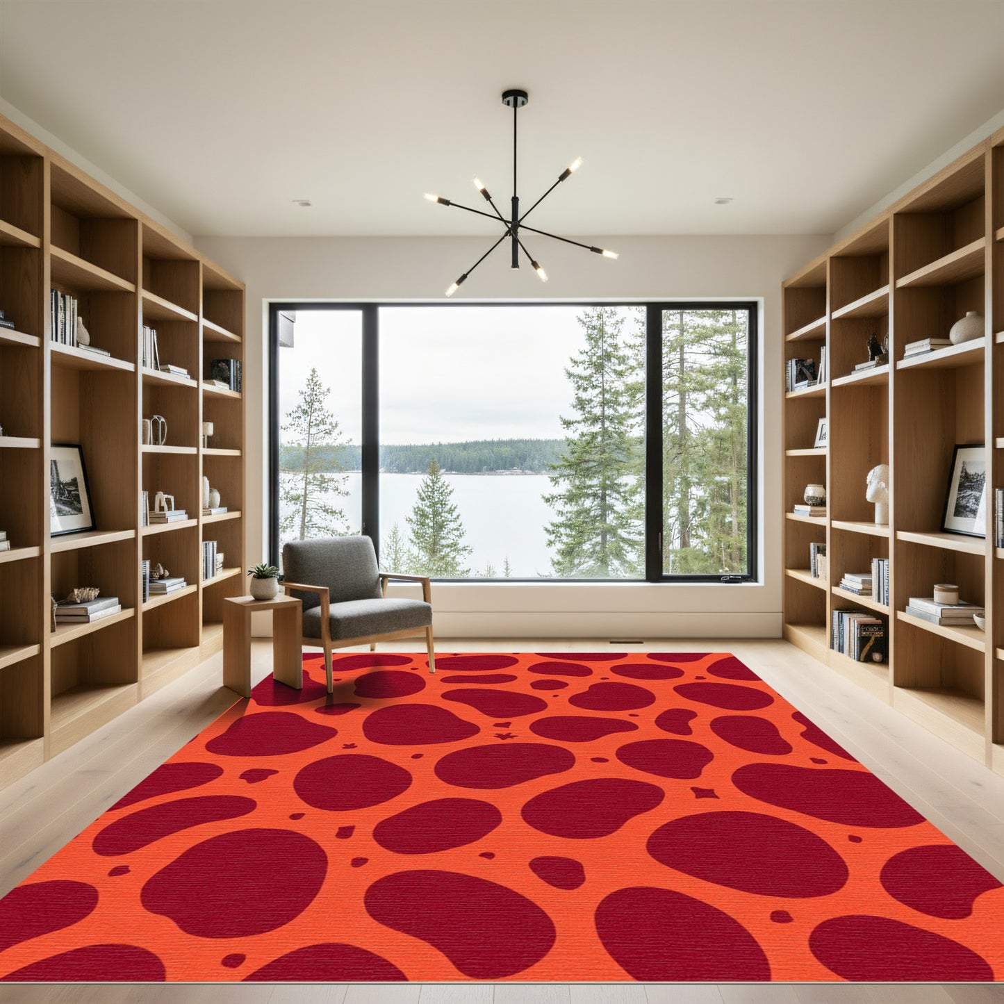 Crimson Blobs Orange Texture Rug