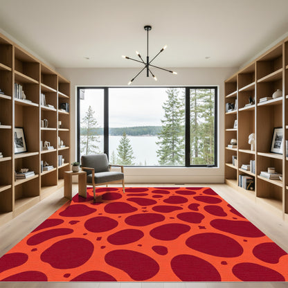 Crimson Blobs Orange Texture Rug