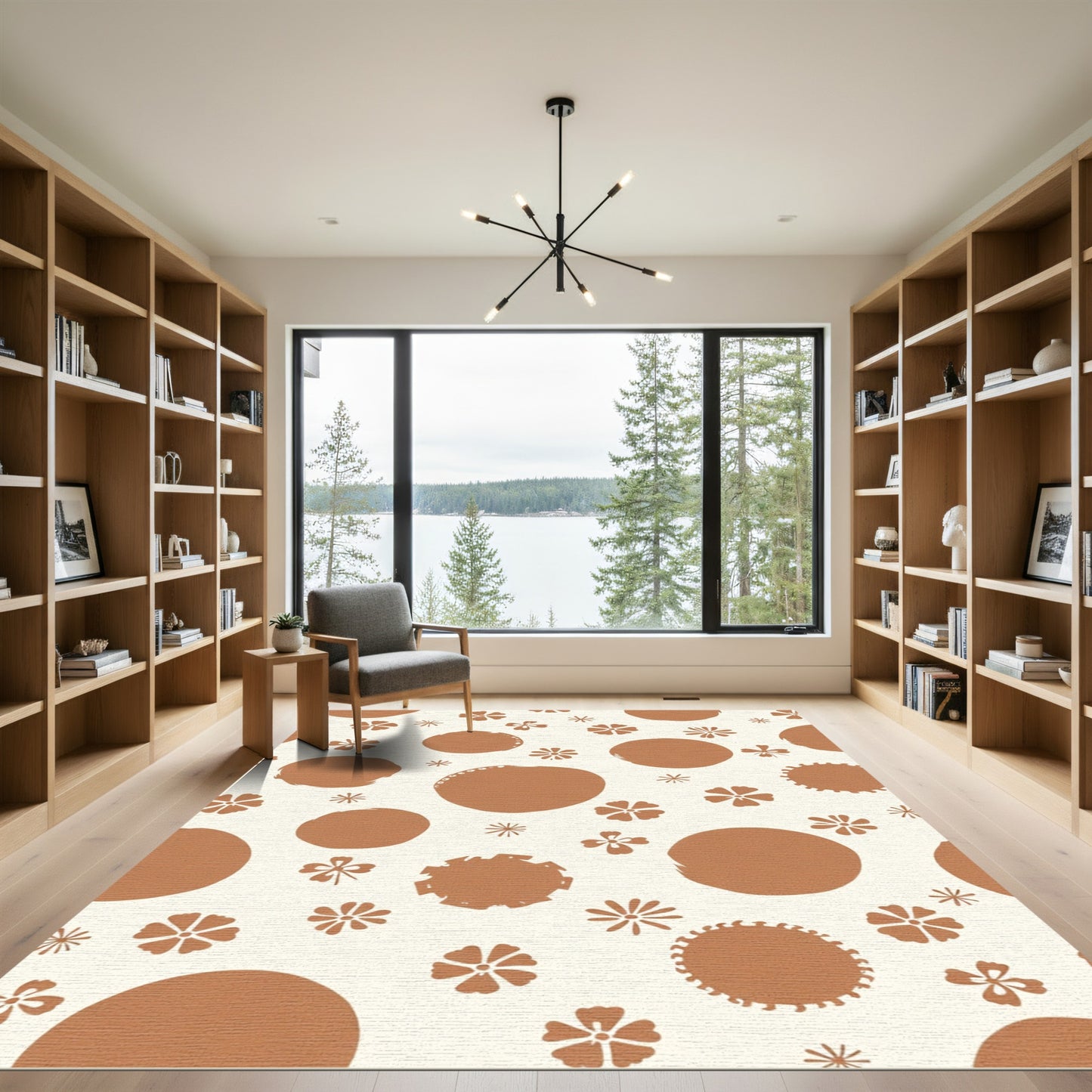 Warm Terra Cotta Floral Dots Rug