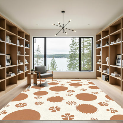 Warm Terra Cotta Floral Dots Rug