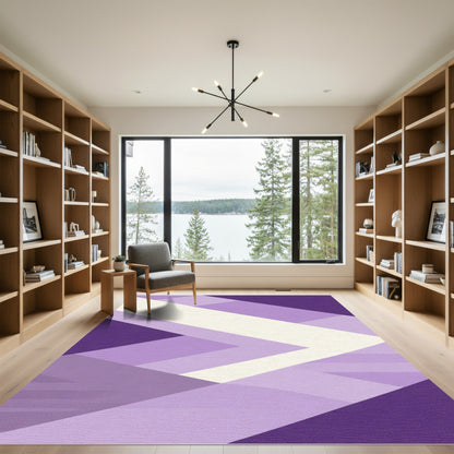 Purple Geometric Chevron Angle Rug