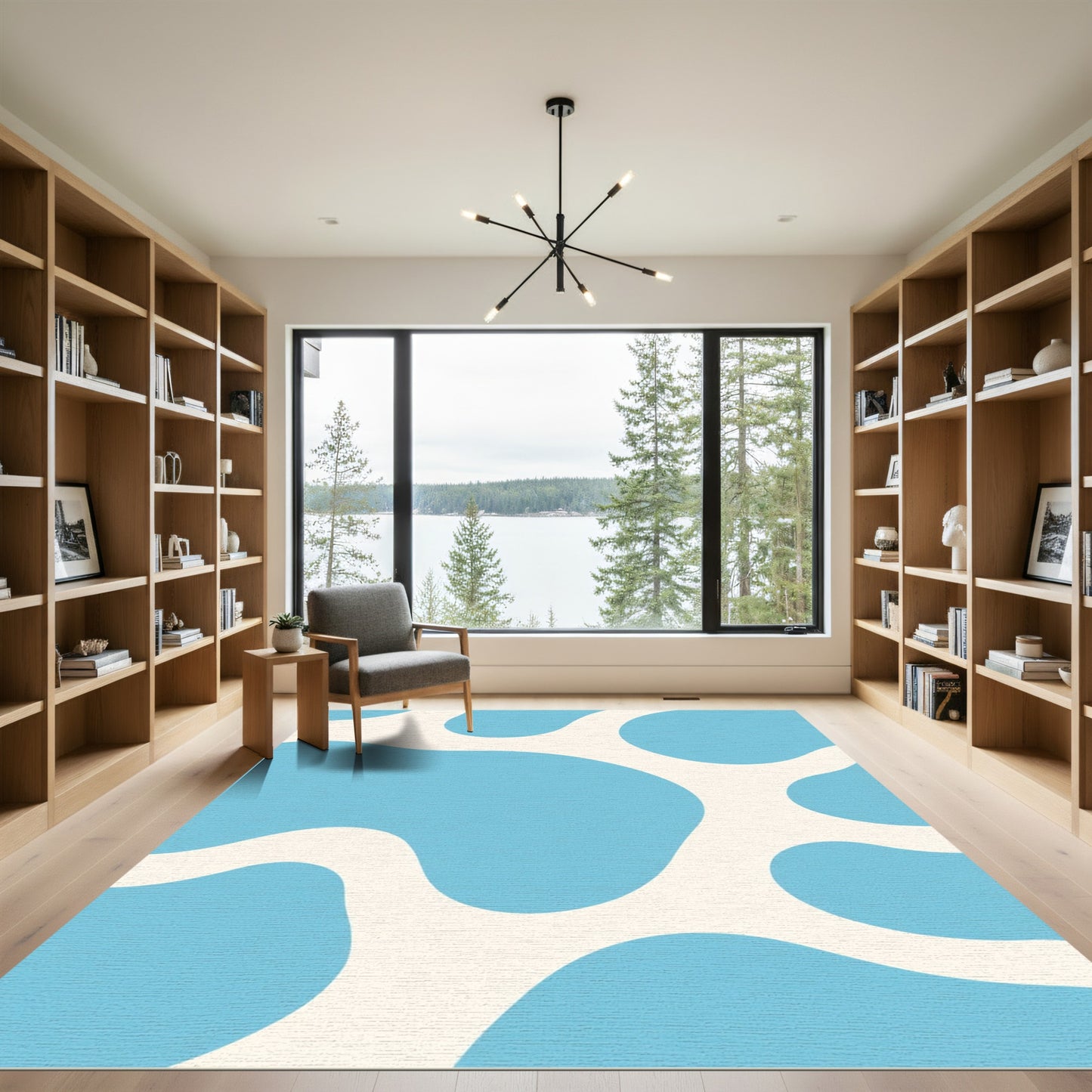Sky Blue Organic Amorphous Shape Rug