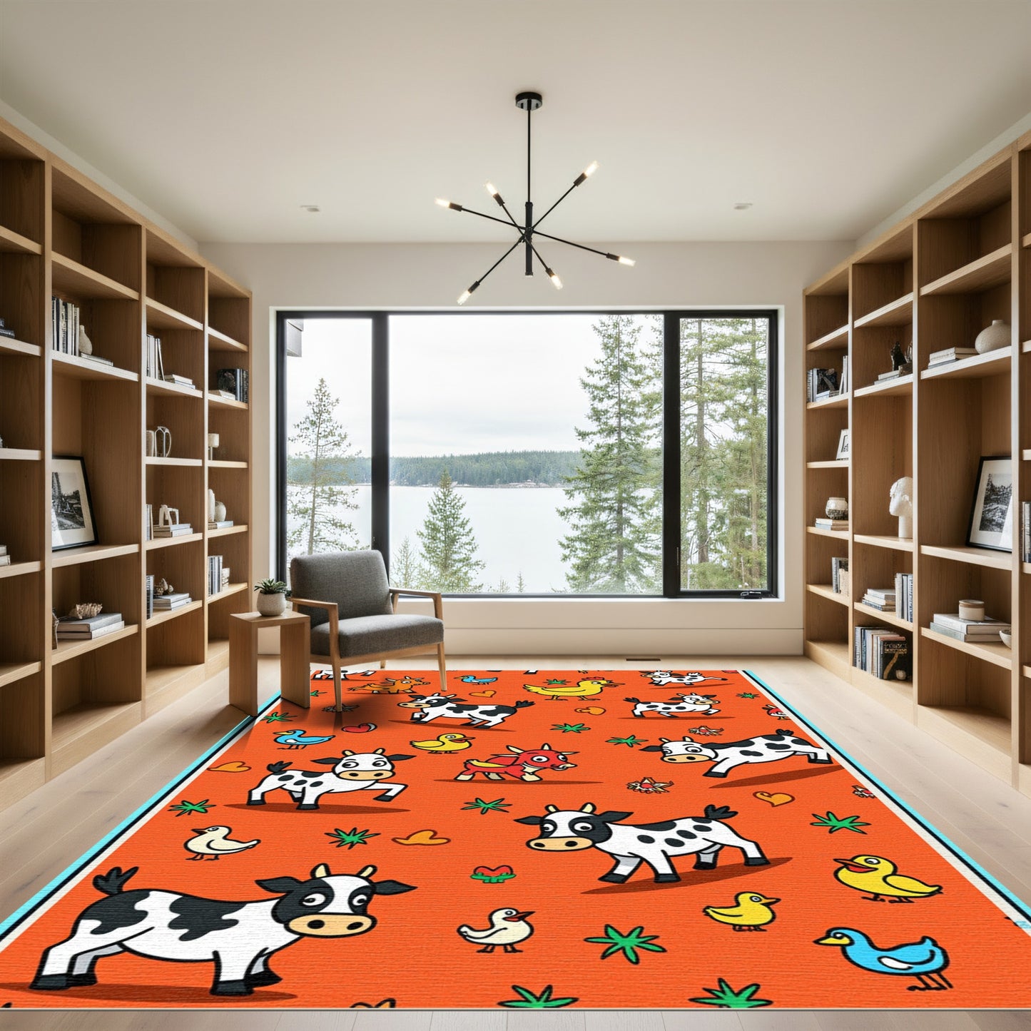 Farm Animals Happy Cows Chickens Ducks Rug