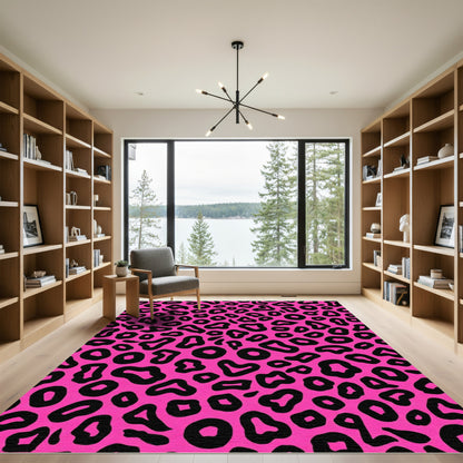 Fuchsia Black Animal Print Accent Rug