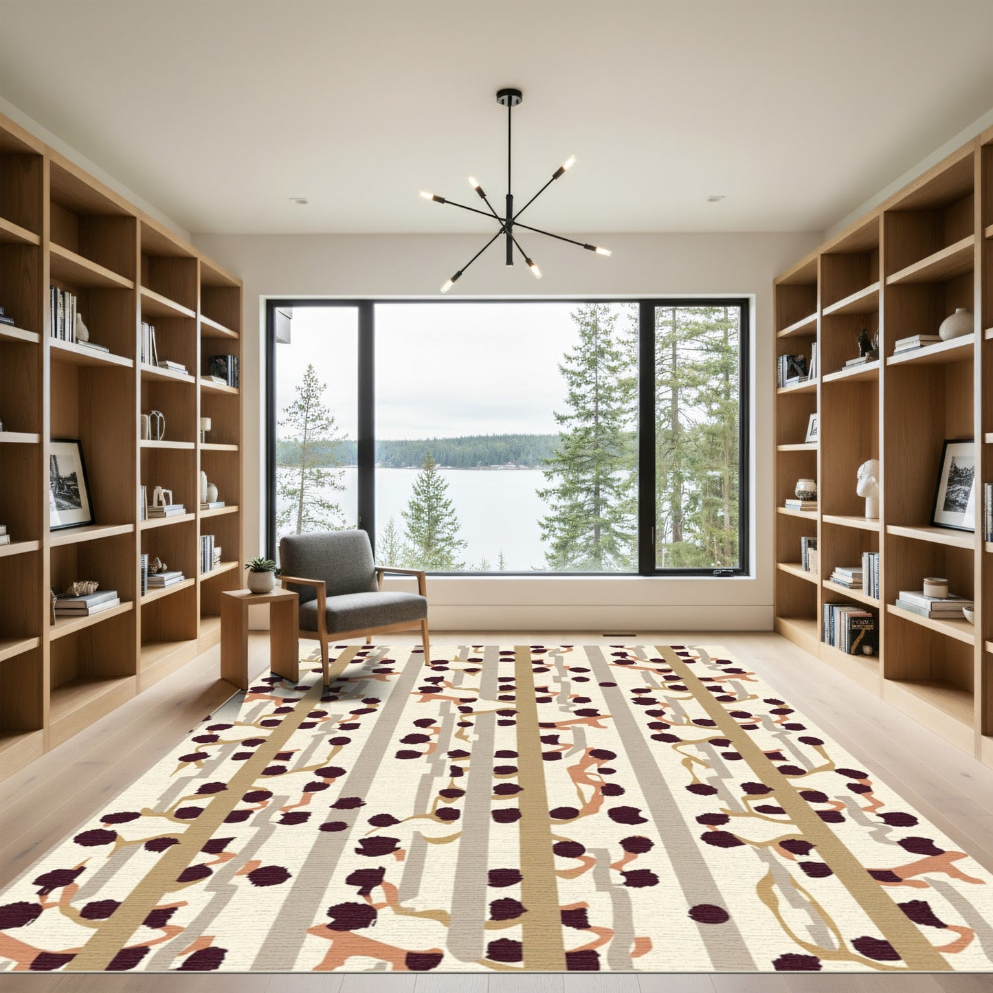 Terracotta Tan Vertical Abstract Dot Rug