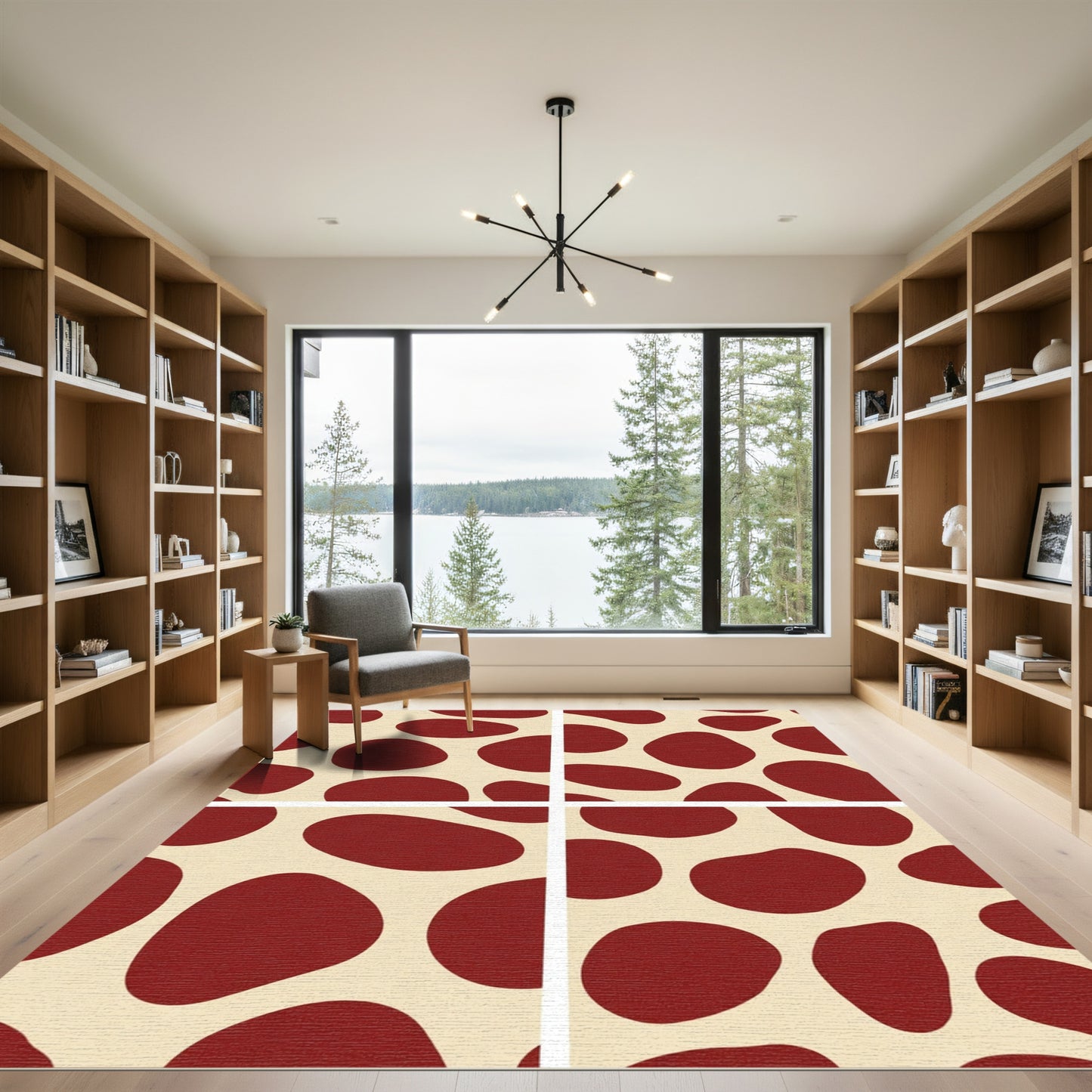 Crimson Organic Blob Composition Rug