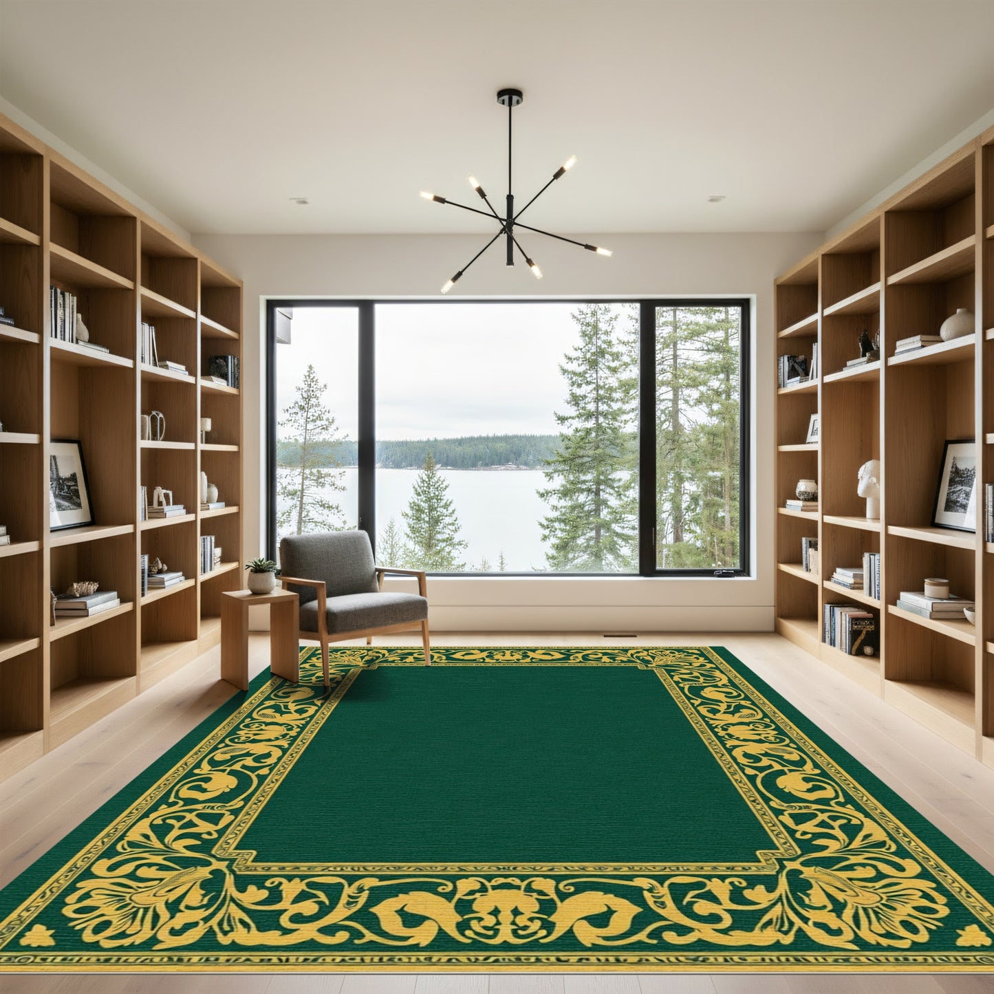 Ornate Golden Vine Border Rug