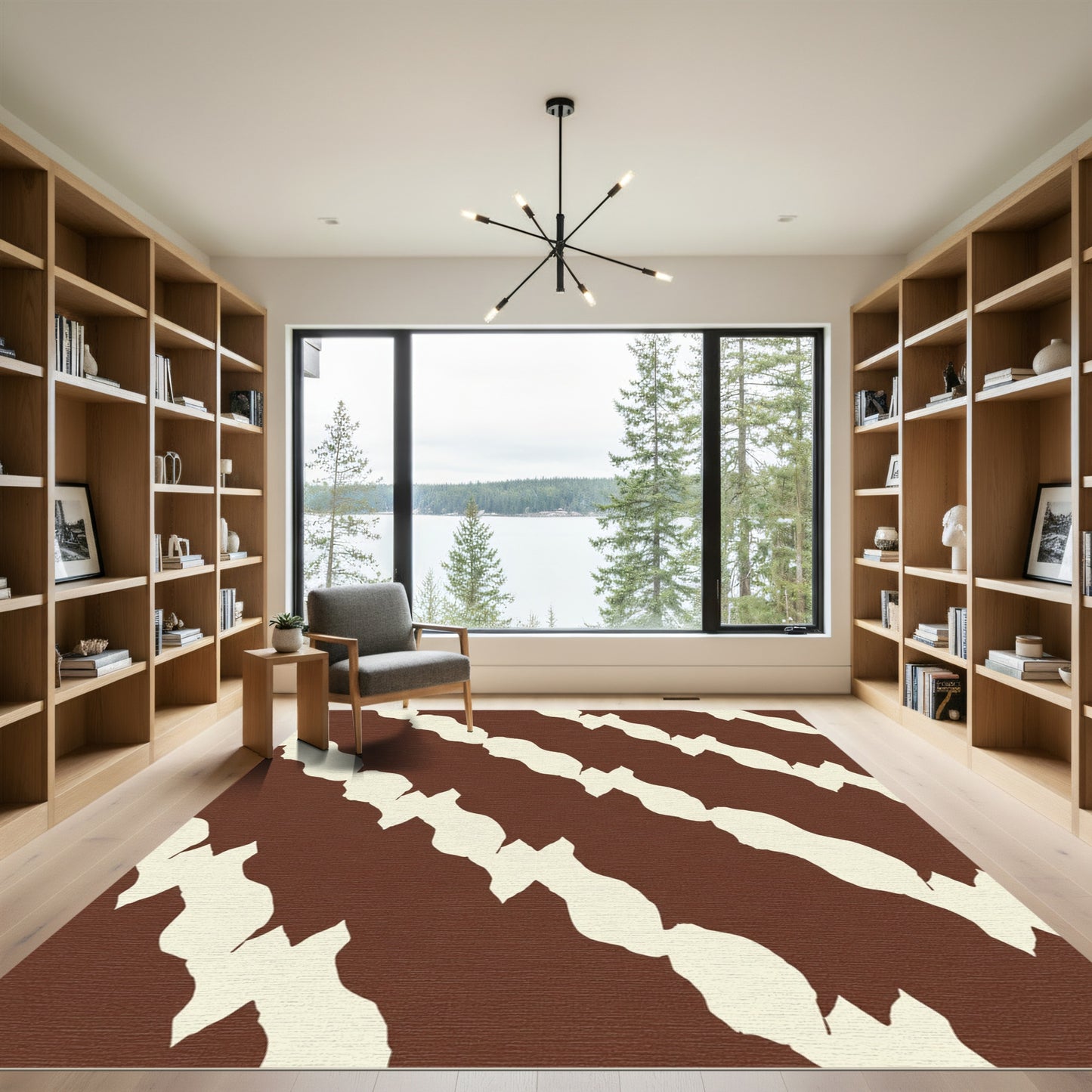 Brown Beige Abstract Animal Hide Rug