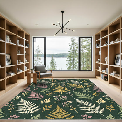 Forest Fern And Blossom Garden Rug