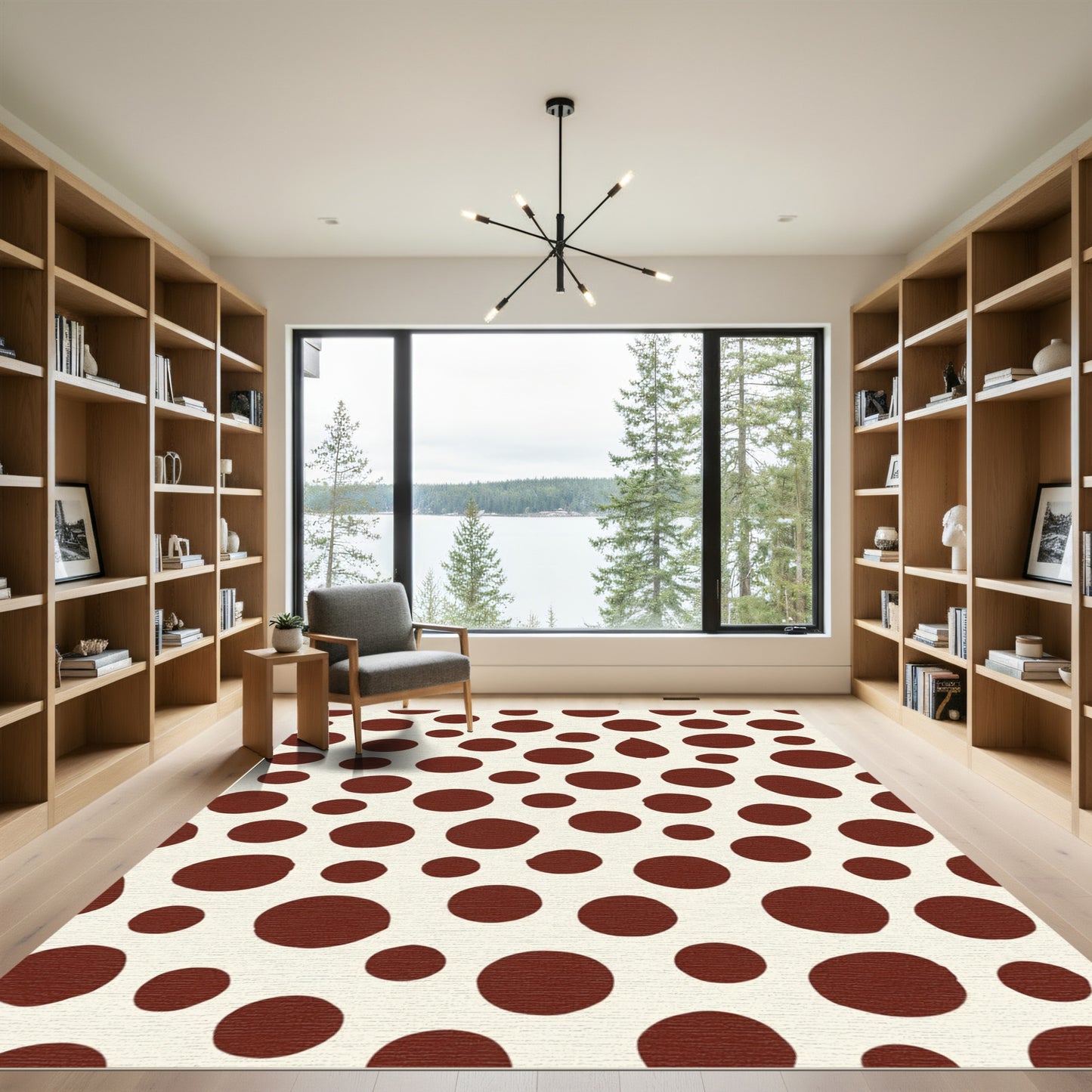 Crimson Dot Scatter Background Rug