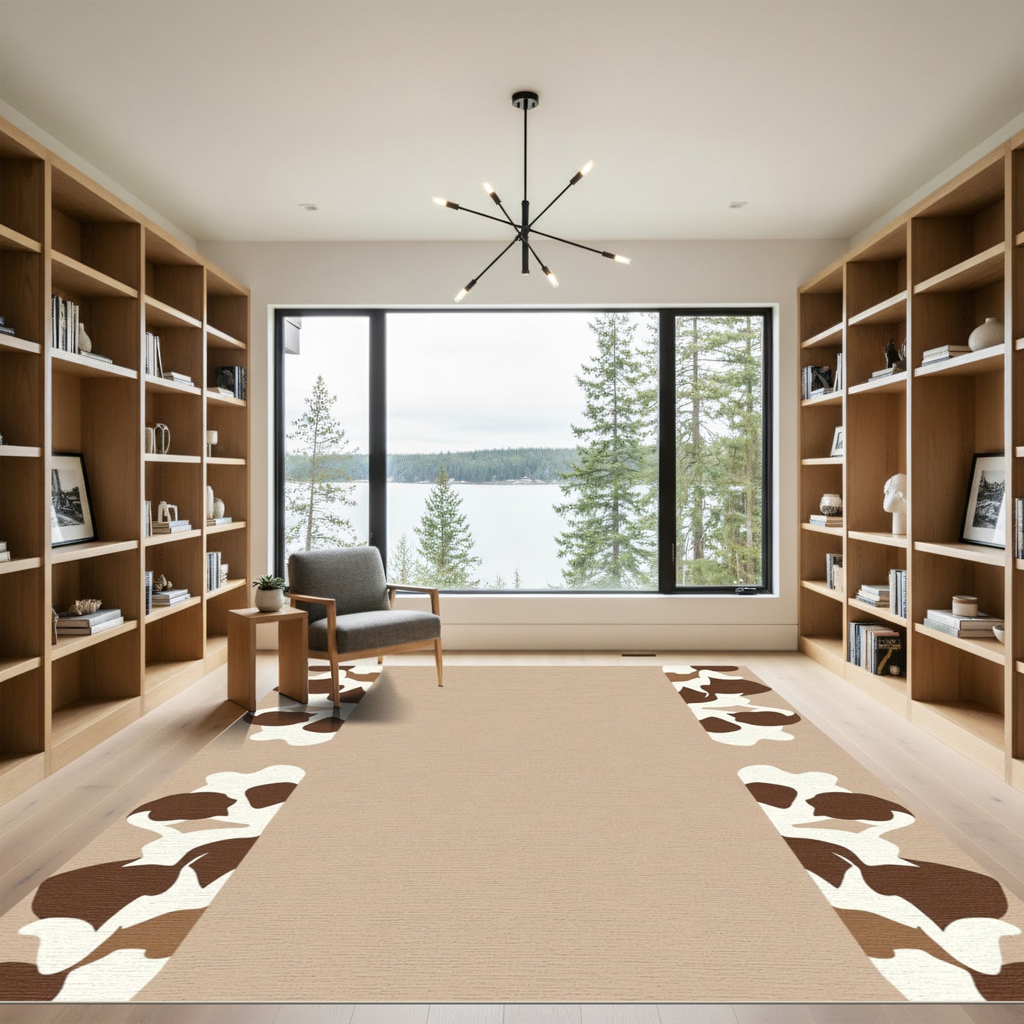 Brown White Spotted Organic Border Rug