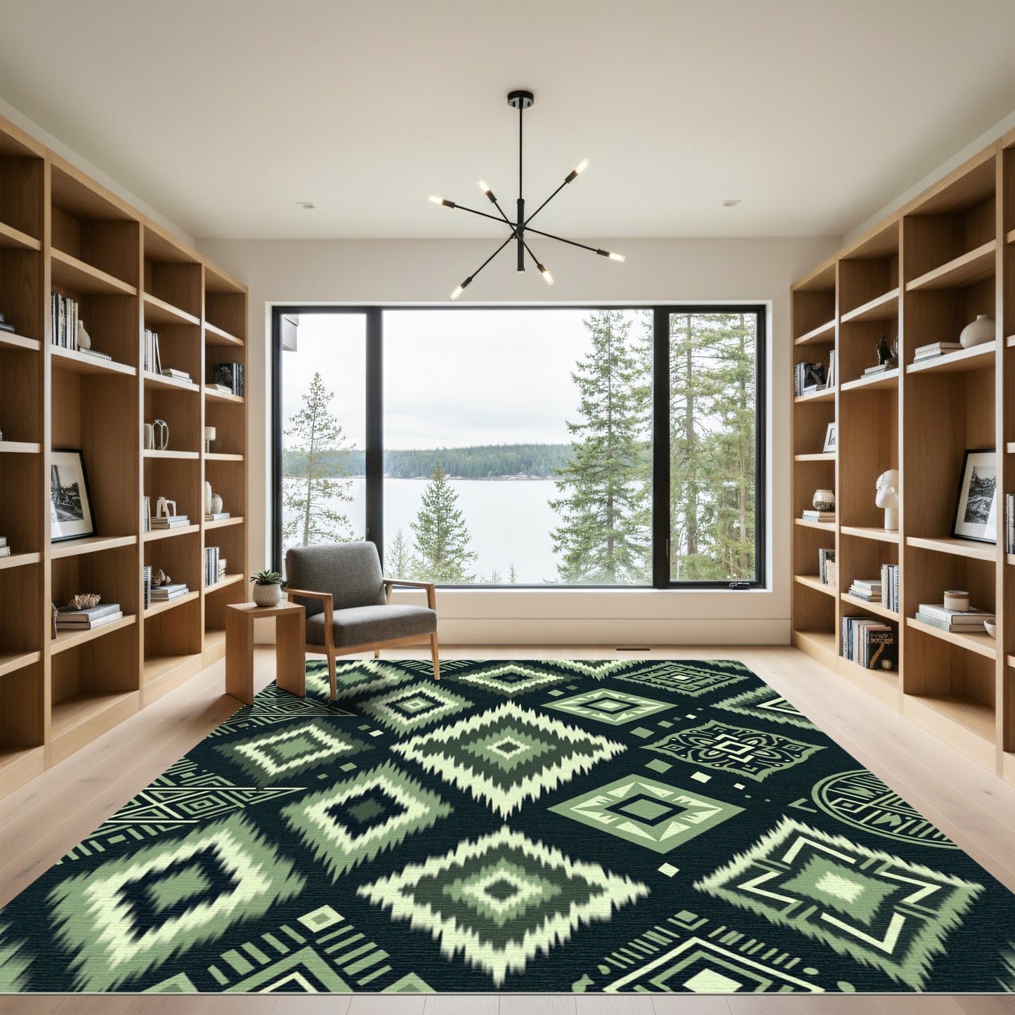 Green Diamond Tribal Medallion Rug
