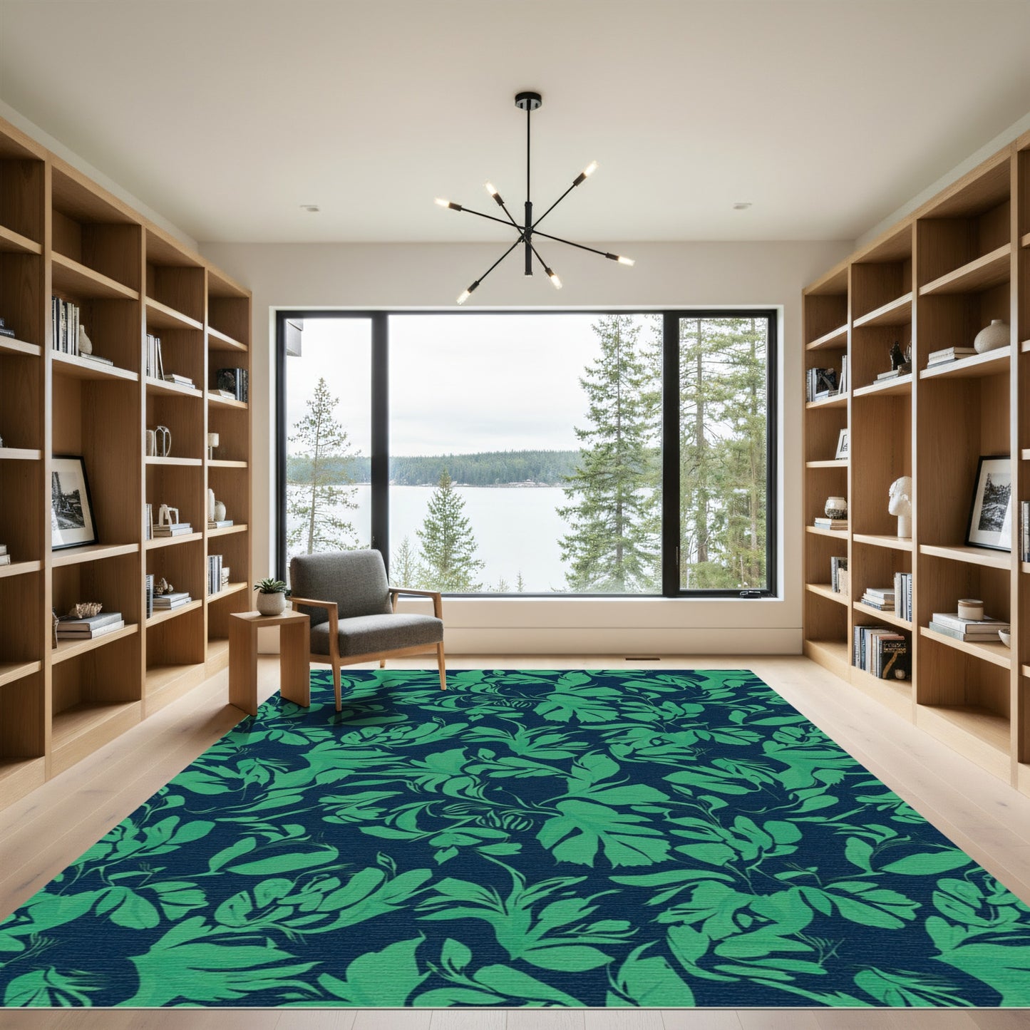 Deep Green Tropical Foliage Abounds Rug