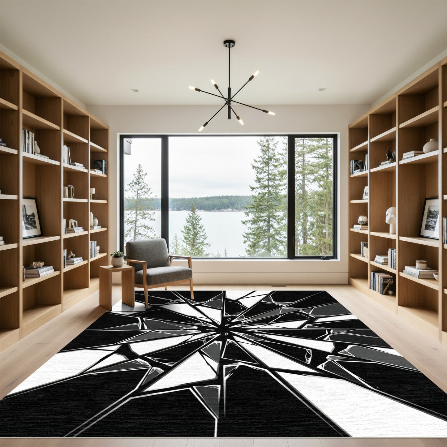 Monochromatic Shattered Glass Starburst Rug