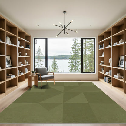 Olive Geometric Diamond Shard Rug