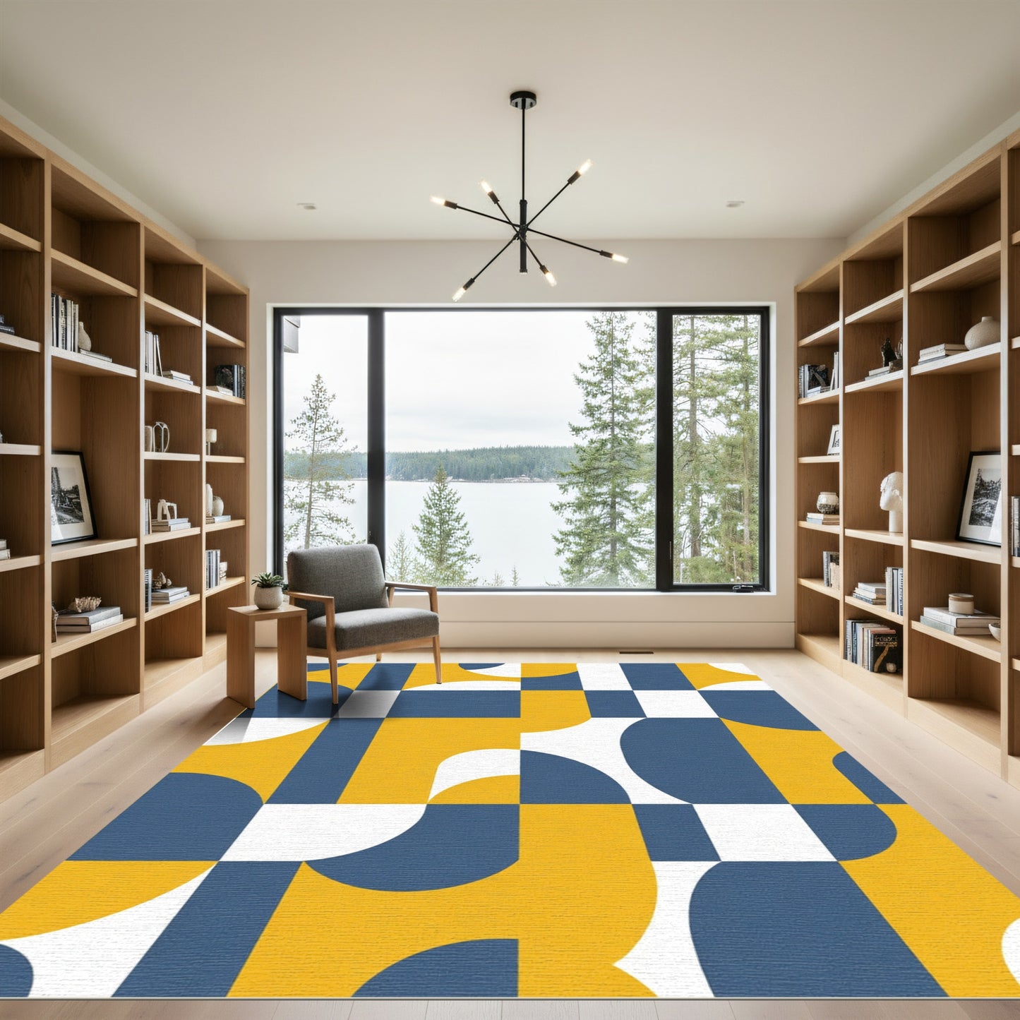Mid Century Modern Geometric Arc Rug