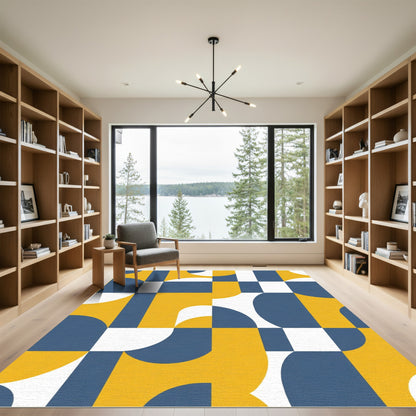 Mid Century Modern Geometric Arc Rug