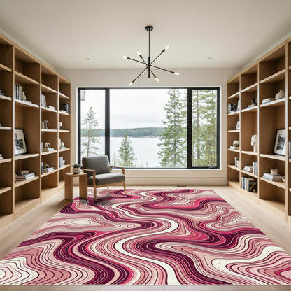Crimson Pink Marble Flow Rug