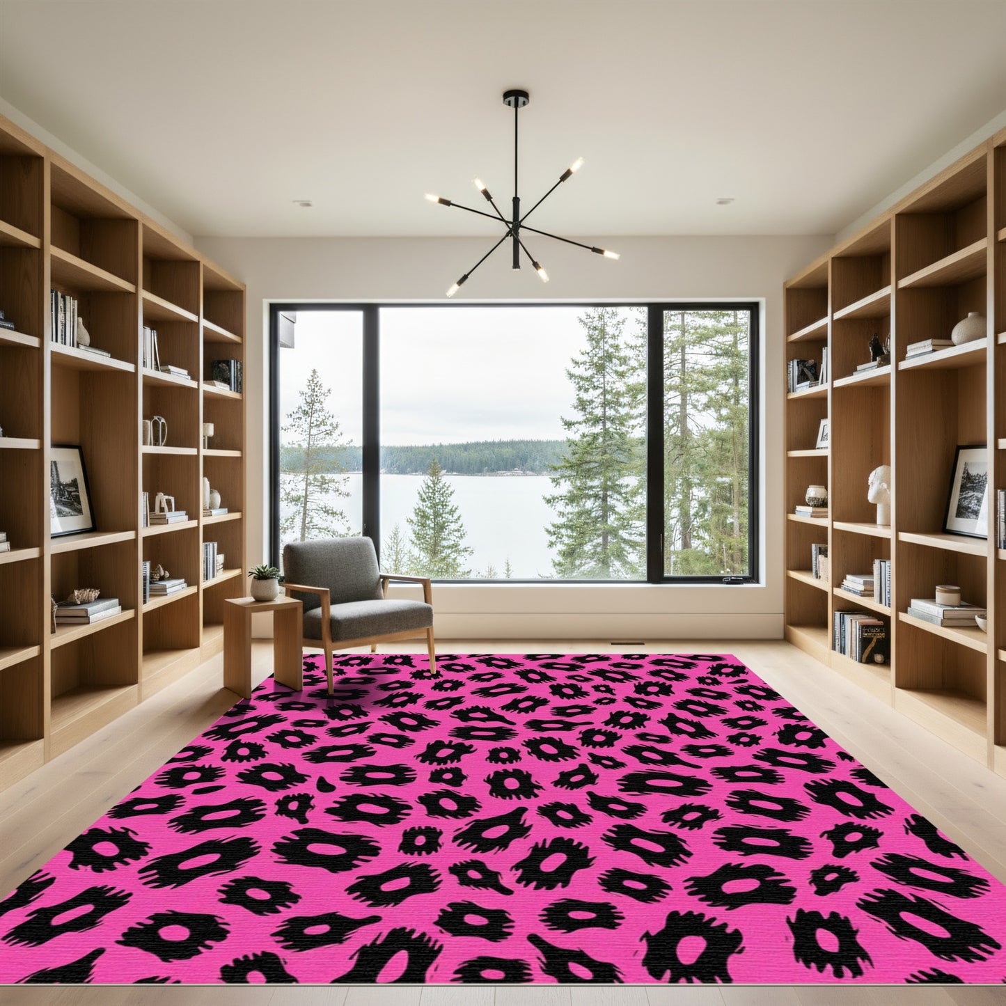 Hot Pink Black Animal Spots Rug