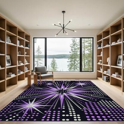 Cosmic Violet Radiant Starry Night Rug