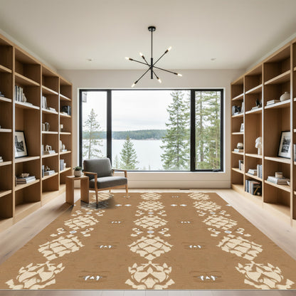 Earthy Tan Pinecone Medallion Rug