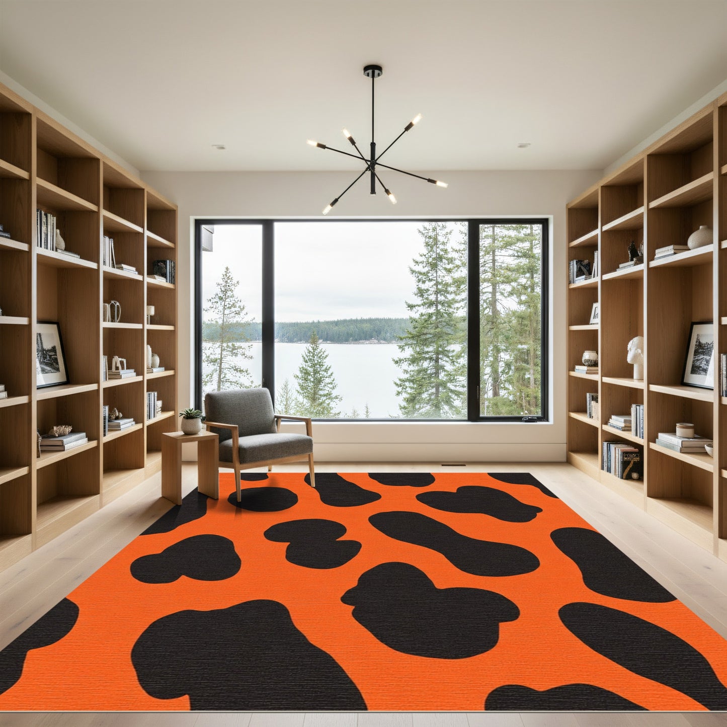 Bold Orange Black Blob Rug