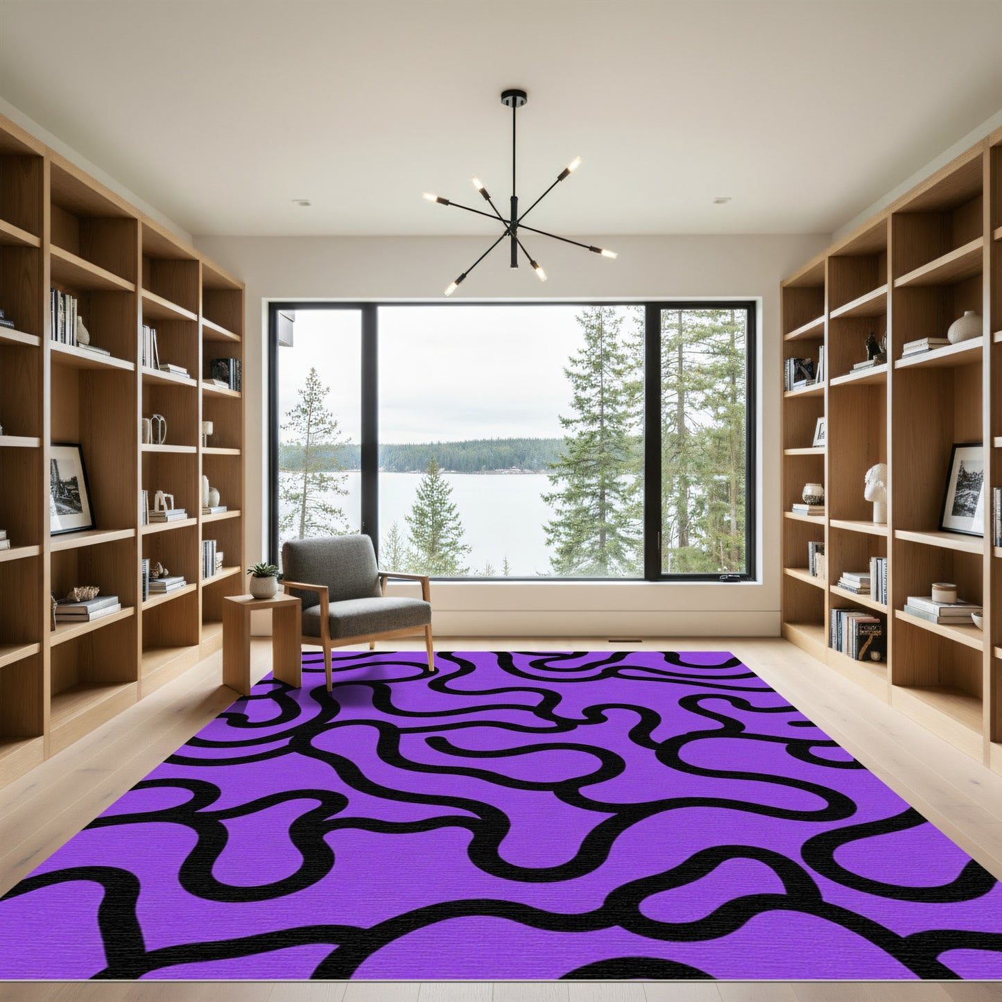 Vibrant Purple Organic Swirl Rug