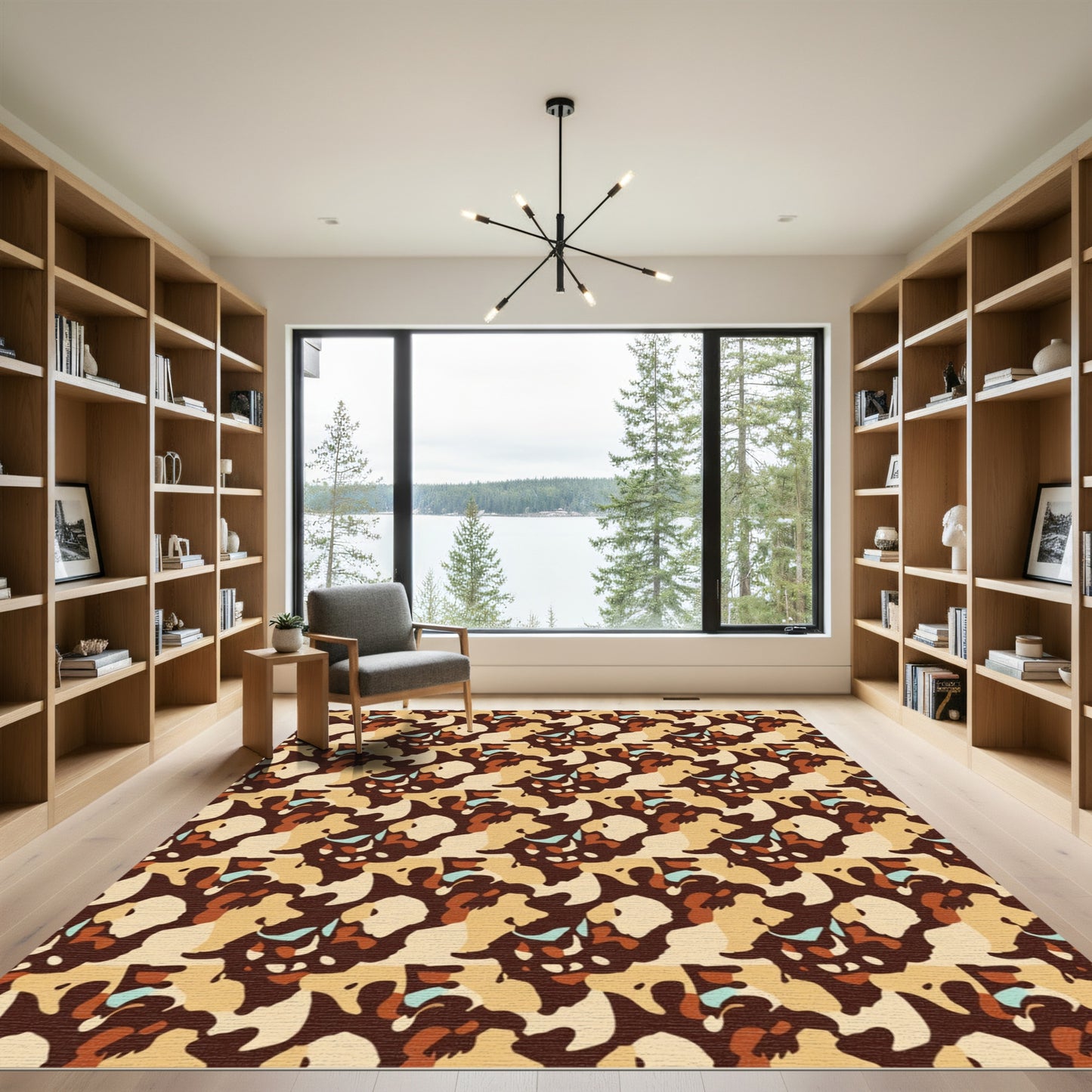 Earthy Tones Abstract Organic Forms Rug
