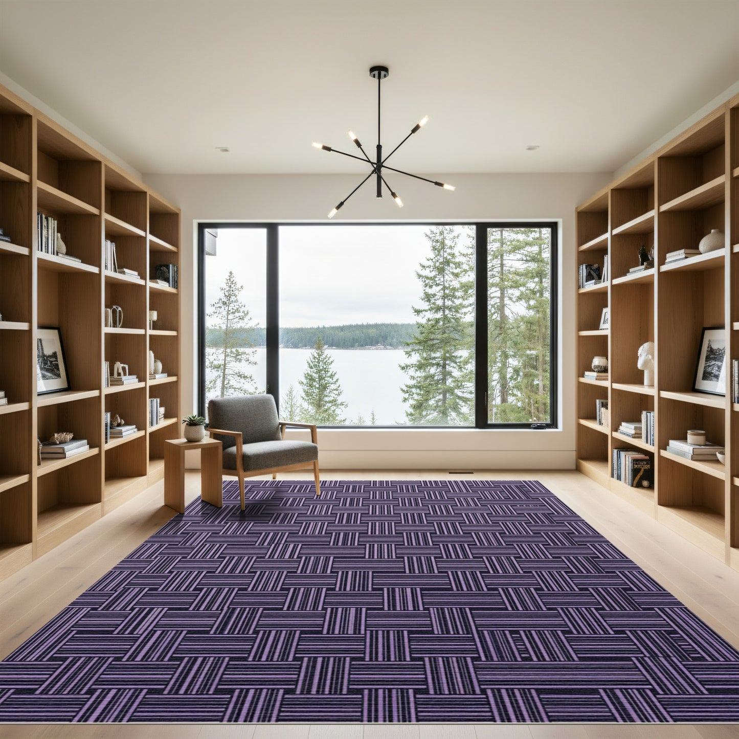 Lilac Woven Texture Geometric Arrangement Rug