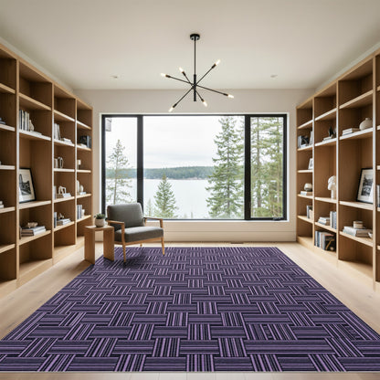 Lilac Woven Texture Geometric Arrangement Rug