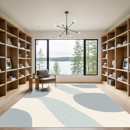 Soft Blue Organic Shape Abstract Rug