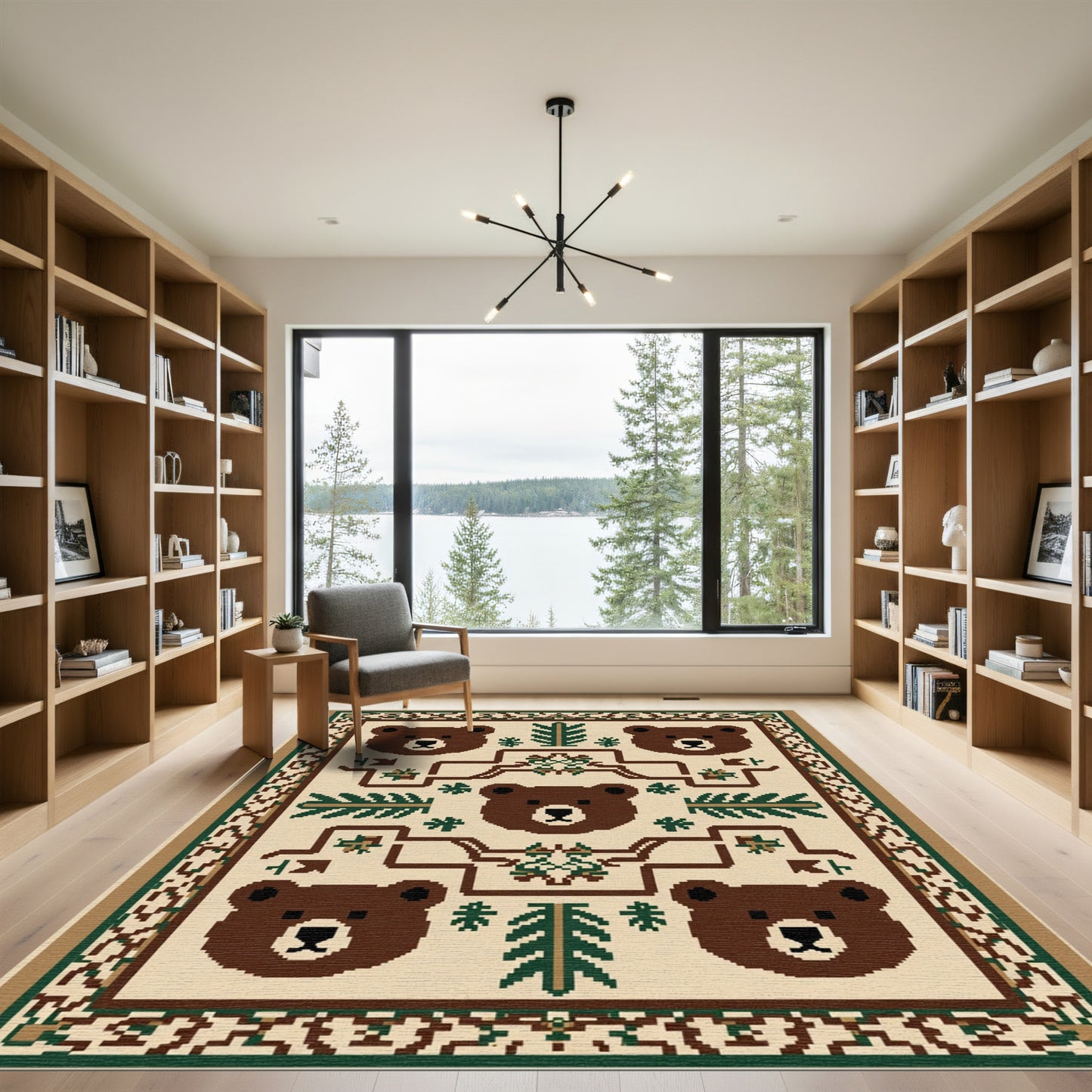 Brown Bear Forest Woodland Rug
