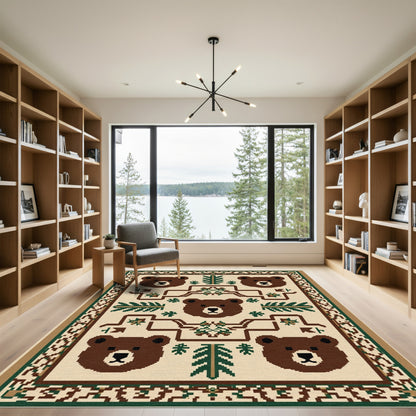 Brown Bear Forest Woodland Rug