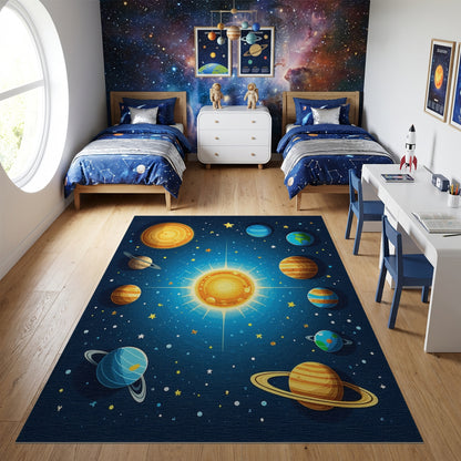 Vibrant Cosmic Planets Sun Stars Rug