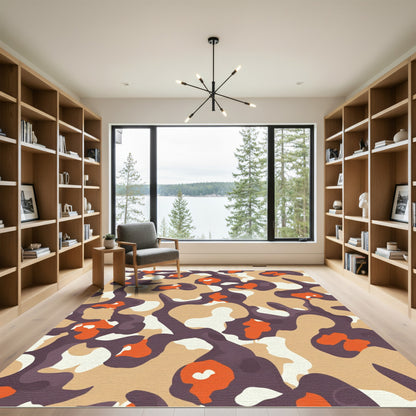 Earthy Red Purple Abstract Shapes Rug