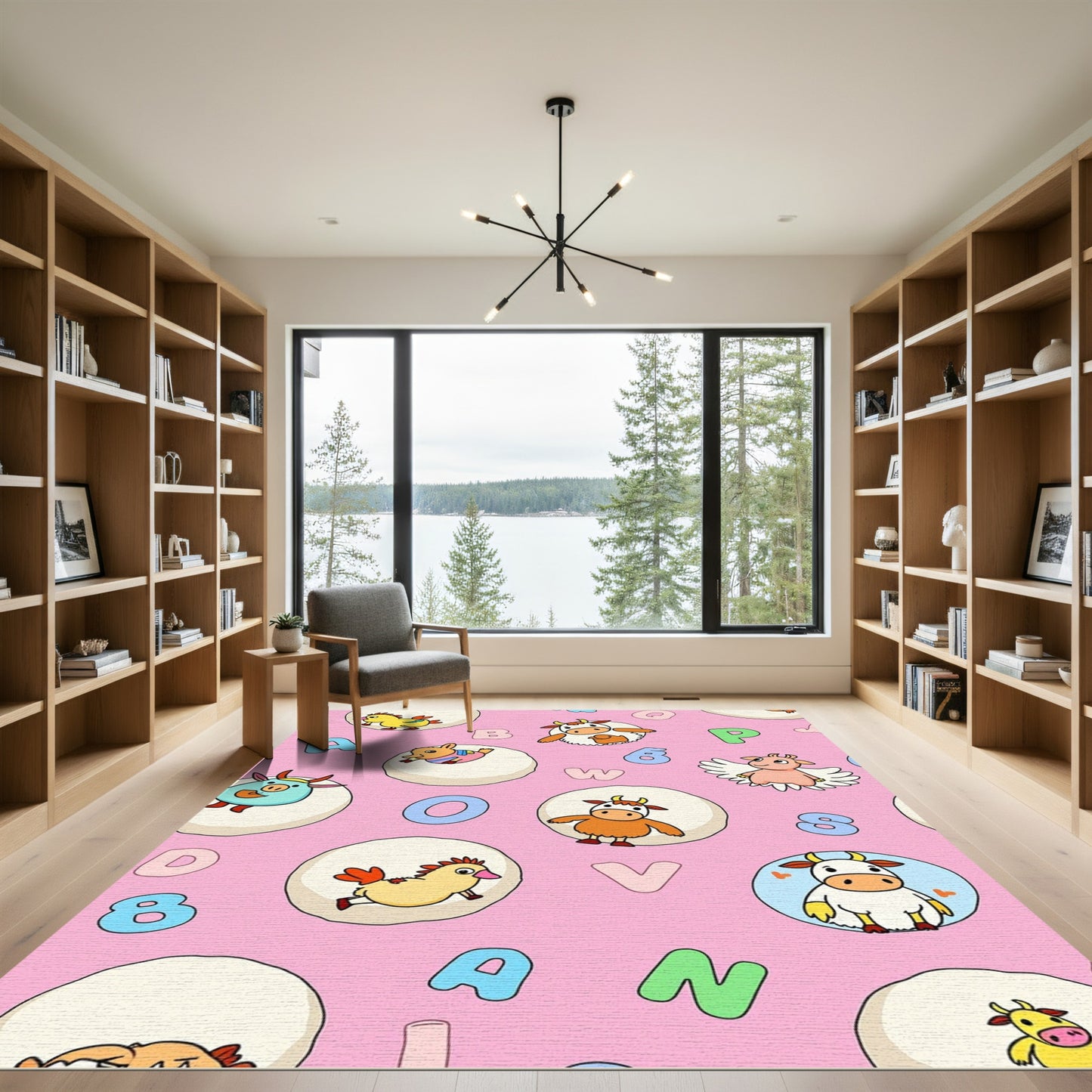 Cute Farm Animals Alphabet Composition Rug