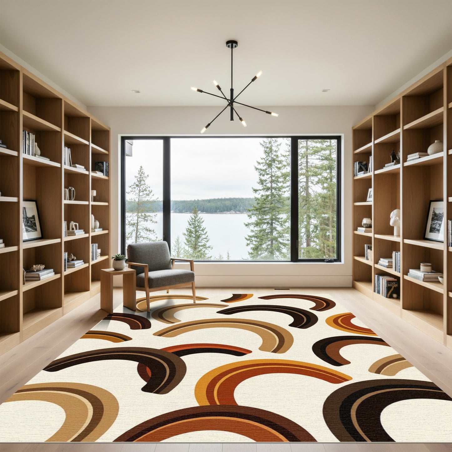 Vintage Earth Tone Arc Pattern Rug