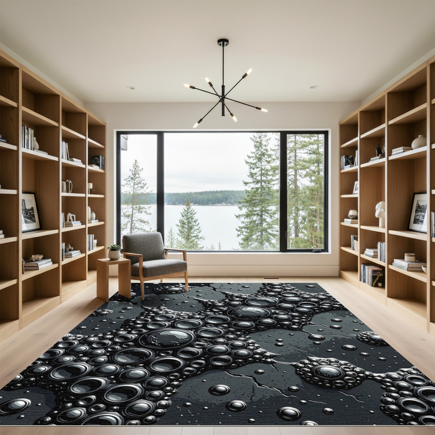 Dark Gray Organic Bubble Cluster Rug