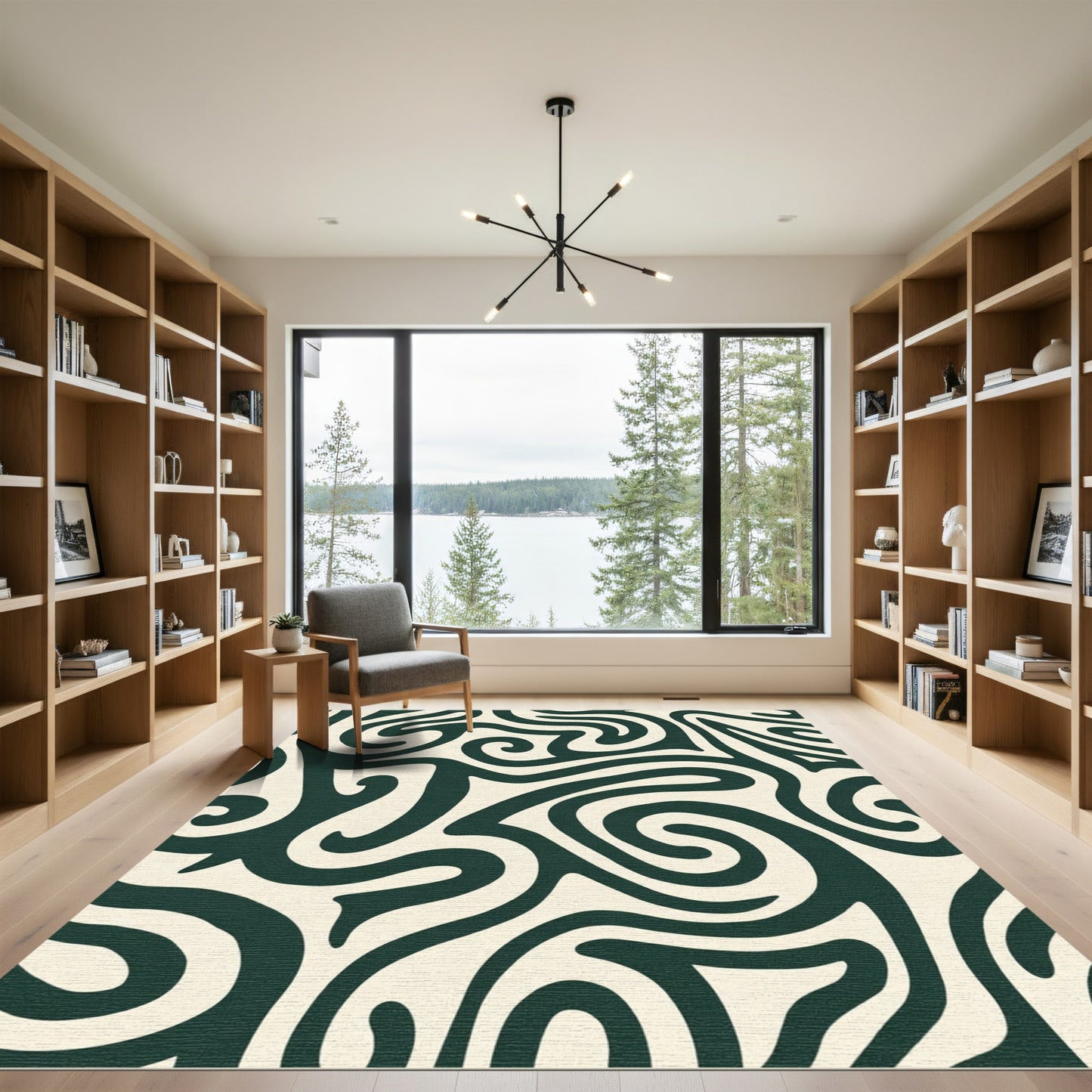 Deep Forest Swirling Abstract Rug