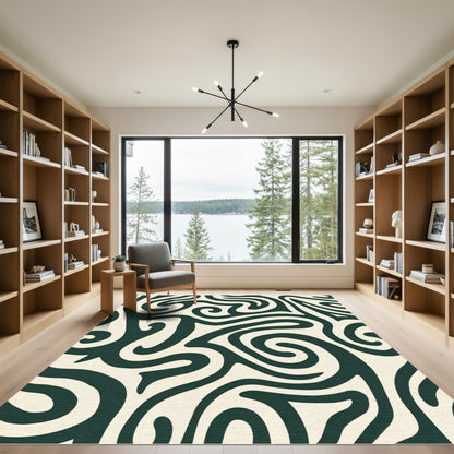 Deep Forest Swirling Abstract Rug