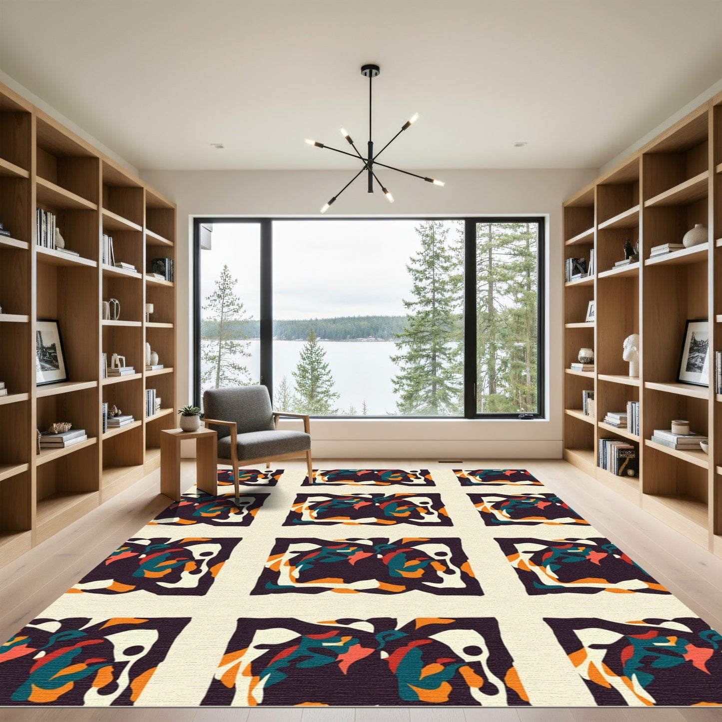Colorful Abstract Organic Swirl Rug