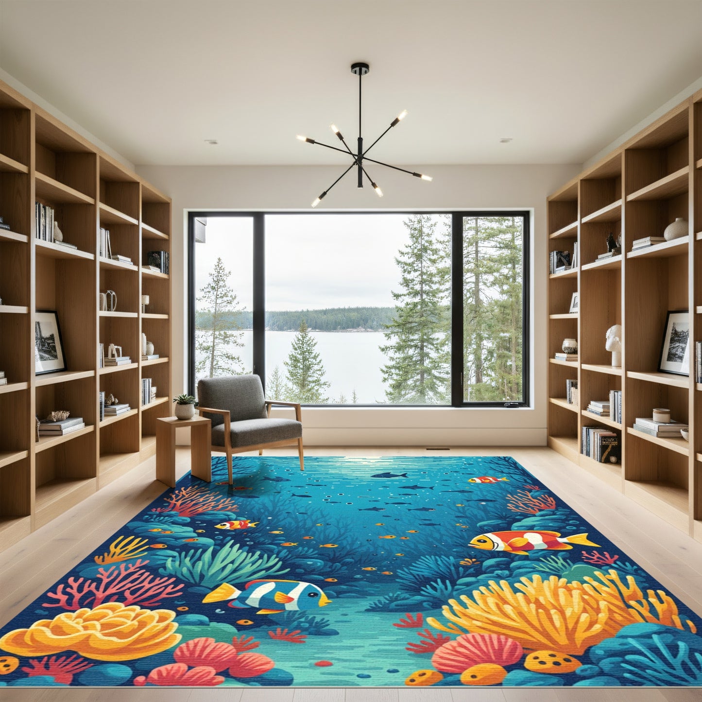 Vibrant Coral Reef Fish Scene Rug