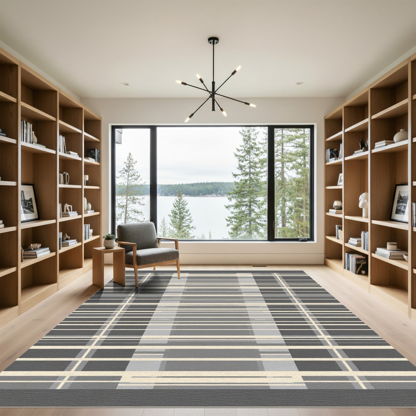 Modern Beige and Gray Stripe Rug