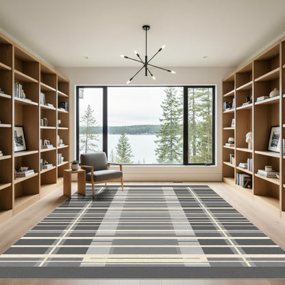 Modern Beige and Gray Stripe Rug